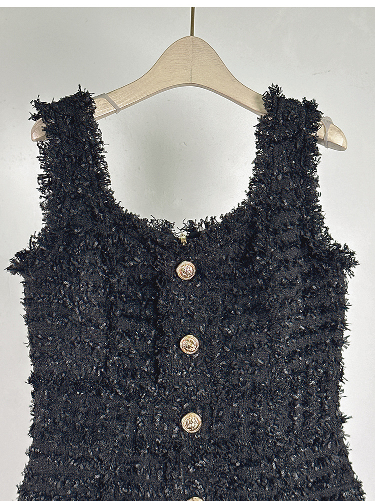 1027 2023 Runway Dress Autumn Dress Spaghetti Strap Black Apricot Sleeveless Brand Same Style Empire Womens Dress Fashion High Quality meini