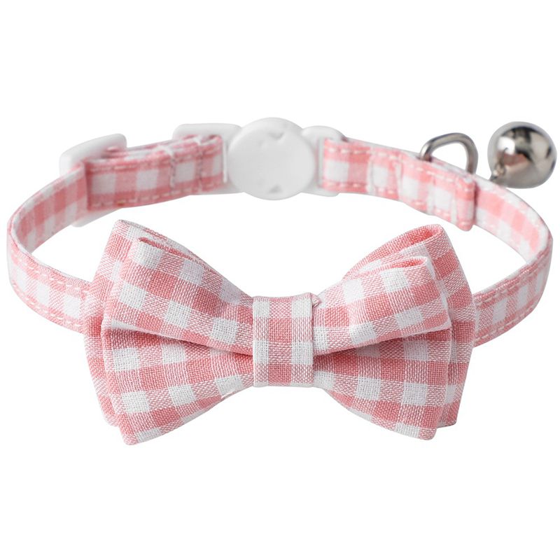 Plaid Bowtie Cat Breakaway Bow Tie Fashion Halloween Xmas Collars With Bell Pet Collar For Wedding Birthday Party Accessories 0703