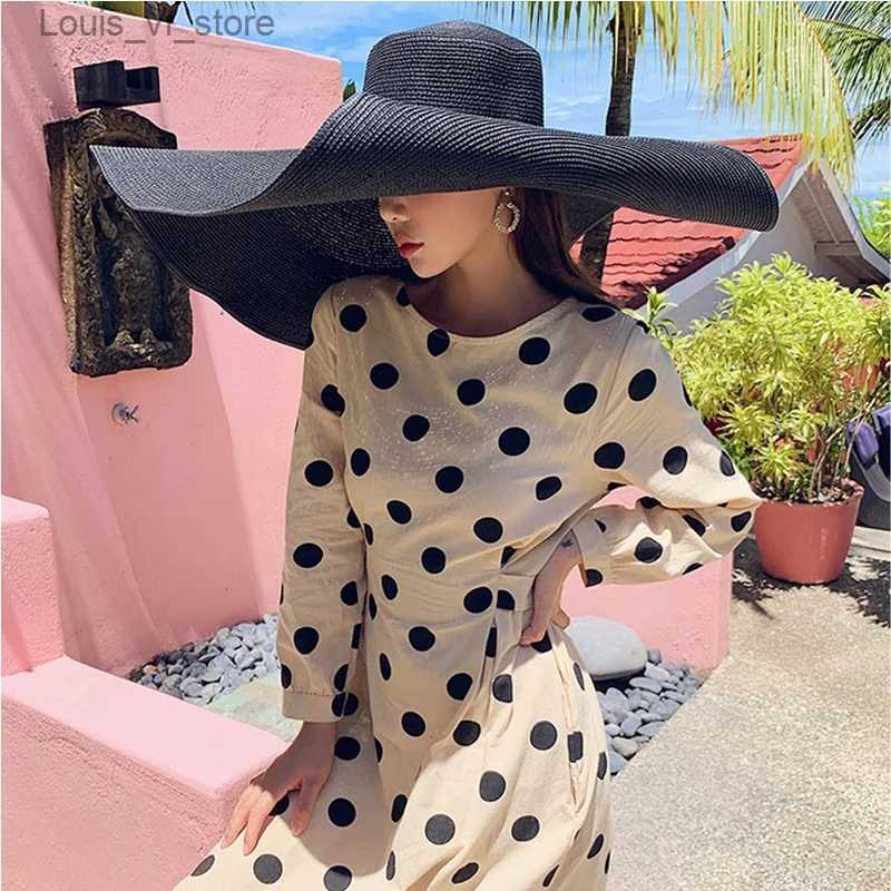 Beanie/Skull Caps 70cm Oversized Wide Brim Sun Hat Travel Large UV Protection Beach Straw Hats Women's Summer Floppy Foldable Chapeaux Wholesale 