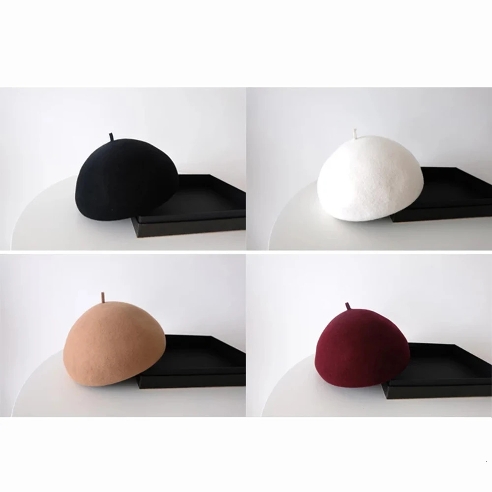 Berets Lady spring Winter Wool Berets Hat Painter style hat Women Vintage Berets Solid Color Caps Female Bonnet Warm Walking Cap 231027