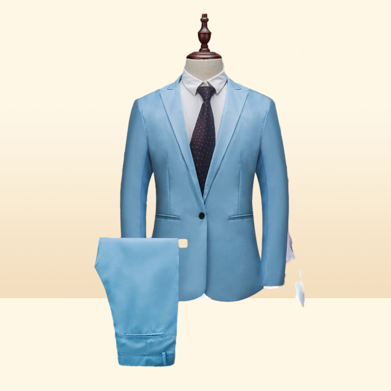 Gauges Brand Men Suit Fashion Solid Suit Casual Slim Fit 2 Pieces Mens Wedding Suits Jackets Male Plus Size 3XL