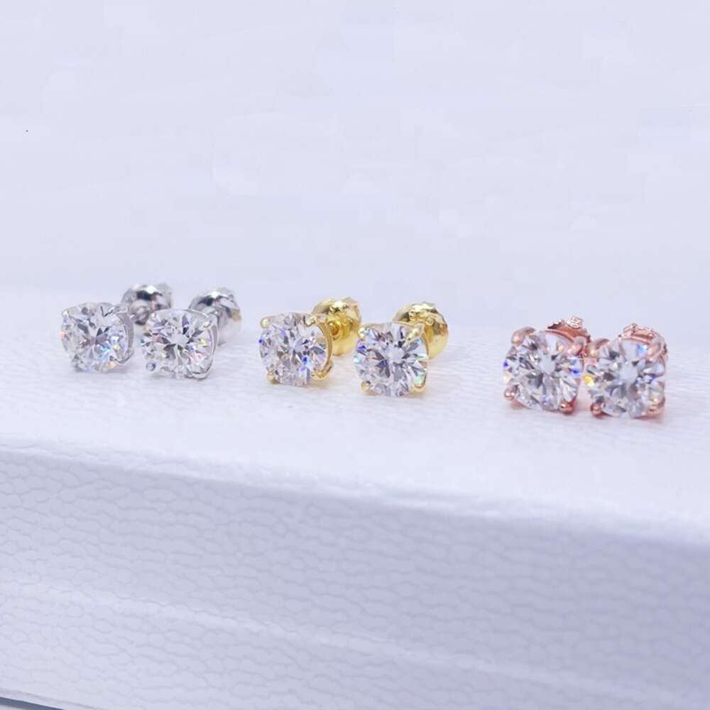 Classic 925 Sterling Silver Screw Back Gra Certificated Diamond Moissanite Stud