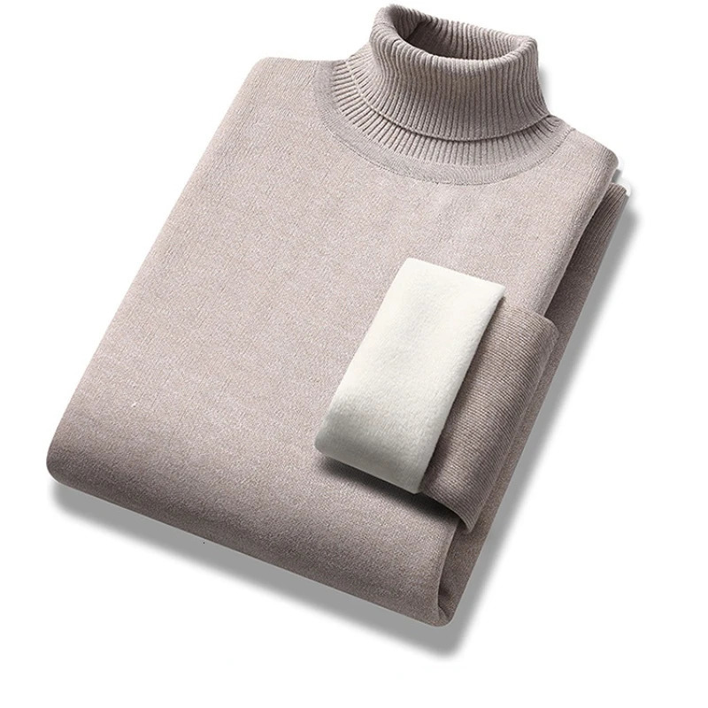 Men's Sweaters Winter Trend Sweaters Men's Solid Long Sleeved Turtleneck Pullover High Neck Fleece Warm Slim Fit Casual Sweater Jumper 3XL 2
