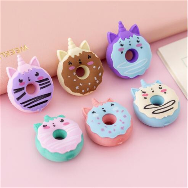 Cute Kawaii Unicorn Donut Rubber Eraser Creative Pencil Erasers School Supplies Stationery Kids Students Cool Prizes GC2423