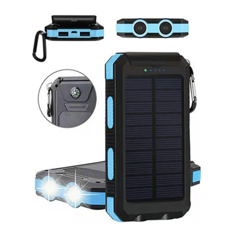 20000mAh Solar Power Bank Dual USB Output Portable External Battery Pack Powerbank With LED Light For iPhone 12 Xiaomi 9 Samsung