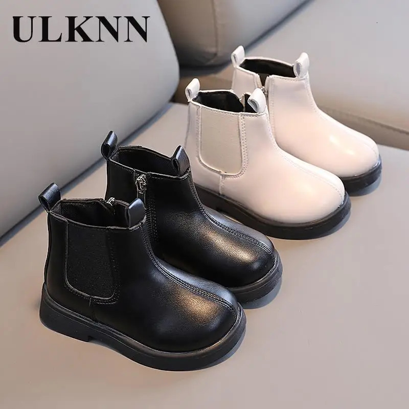 Boots Children Short Boots Winter Girl Pure Color Soft Black Leather Boots Cuhk Children's Princess Boots Restoring Ancient 231026