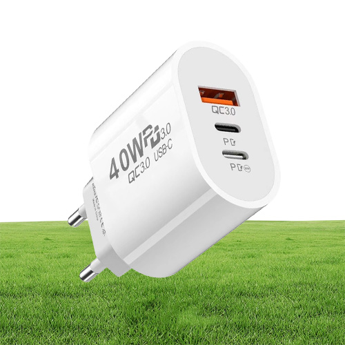 40W 3A 3 Ports Dual PD Type c Wall Charger Fast Charging Power Adapters For Samsung s20 s22 Utral Htc Xiaomi Huawei7502407
