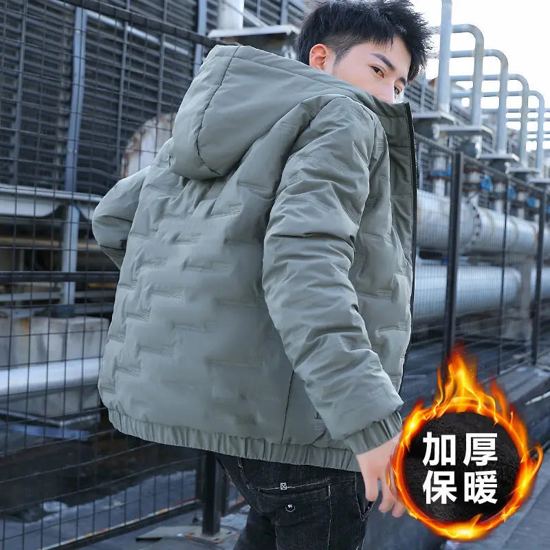 Men's Down Parkas Korean Men's Cotton Jacket Fall and Winter Jacket Handsome Thickened Down Cotton Jacket Hooded Cotton Jacket 231026