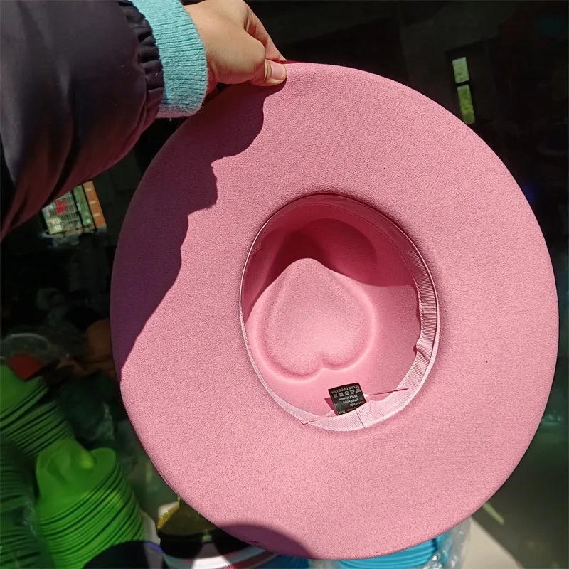 Wide Brim Hats Bucket Love fedora beige wholesale raised brim large monochrome neutral retail hat jazz winter 231027