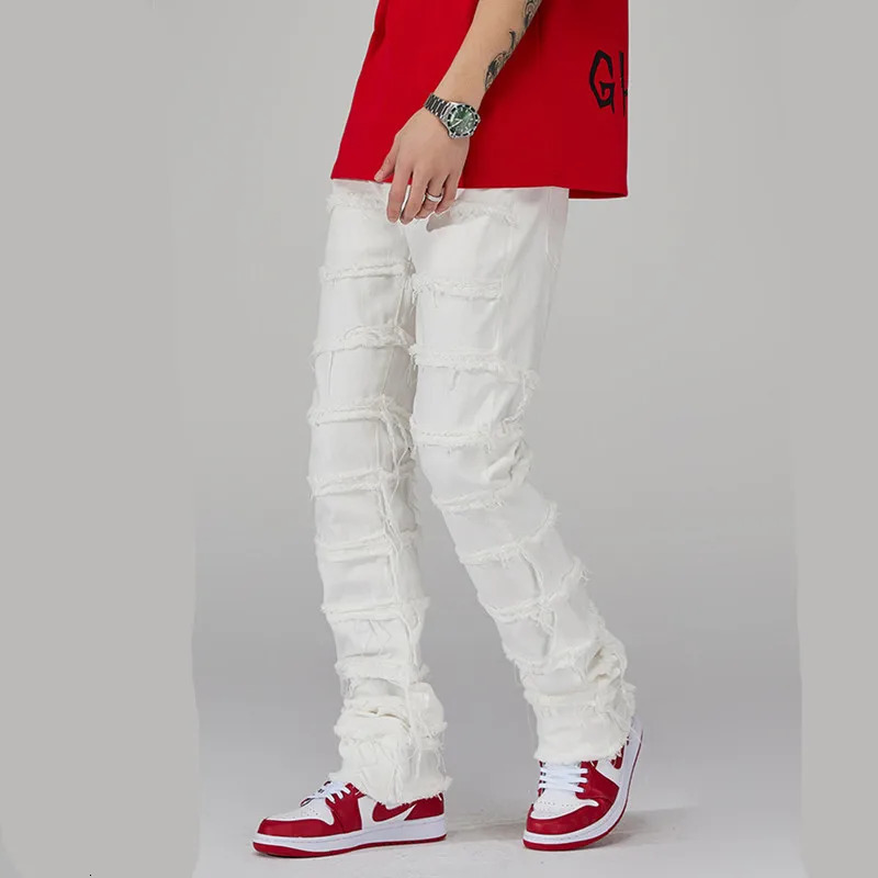 Men's Jeans Punk Stacked White Straight Y2K Grunge Jeans Pants Men Fashion Hip Hop Kpop Women Cotton Old Long Trousers Ropa Hombre 231026