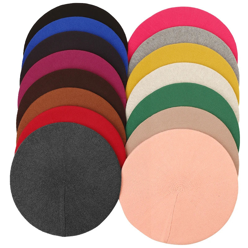 Berets Geebro Women's Cashmere French Beret Hat Causal Plain Knit Wool Soft Berets for Ladies Knitted Artist Beret Cap Hats 231027