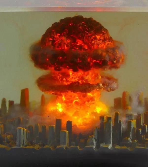 Decorative Objects Figurines Nuclear Explosion Bomb Mushroom Cloud Lamp Flameless For Courtyard Living Room Decor 3D Night Light Rechargeable