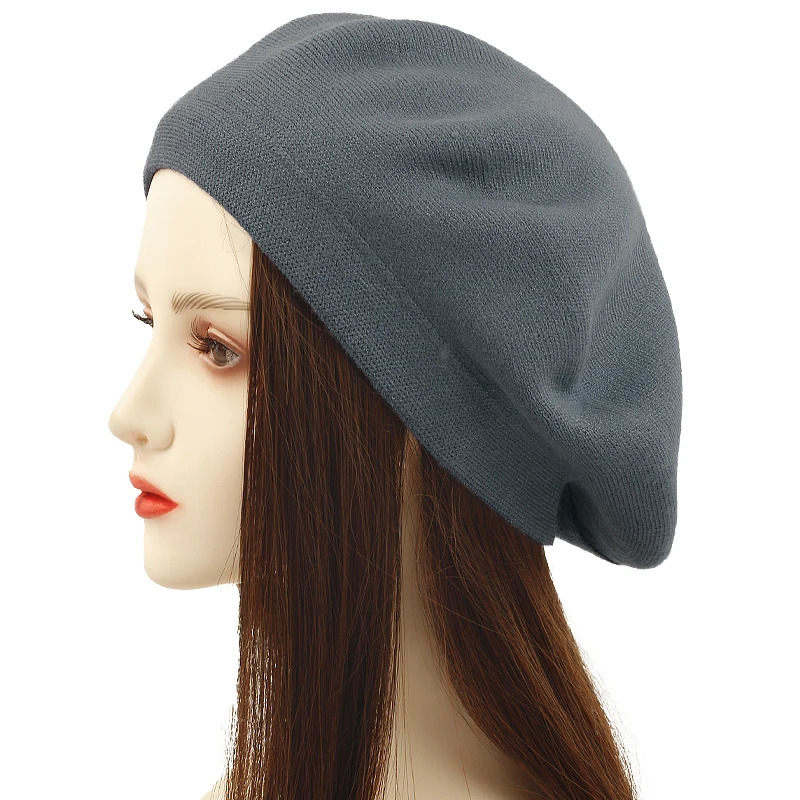 Berets Geebro Women's Cashmere French Beret Hat Causal Plain Knit Wool Soft Berets for Ladies Knitted Artist Beret Cap Hats 231027