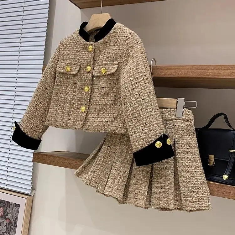 Clothing Sets baby Girls Outfits blazer Pleated skirt 2pcs kids girls clothes set Style 2 16 years coat skirt teen girl clothing suit 231027