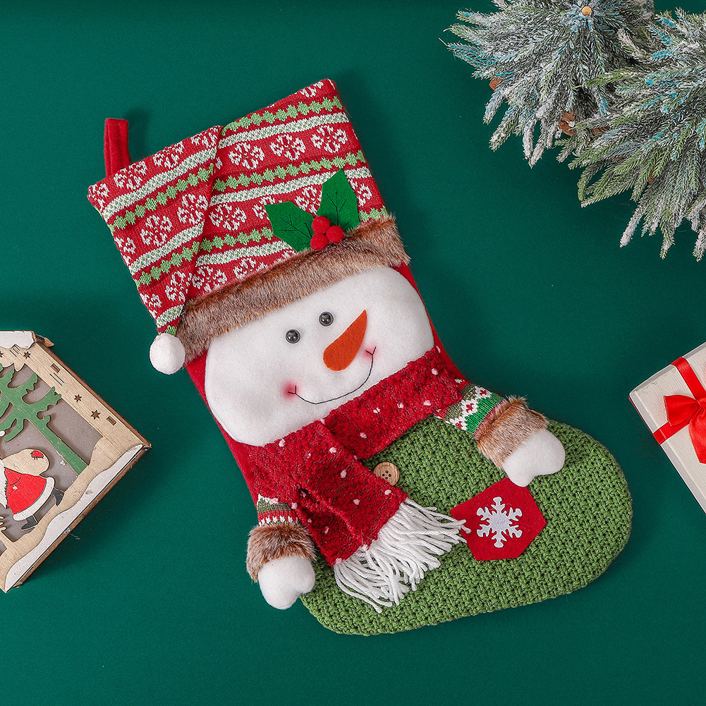 Ornaments Santa Tree Hanging Snowman Stocking Soc Elk Cute Decorations Holders Christmas Snowflake Claus Pendant Xmas Stockings Candy Gift Bags s