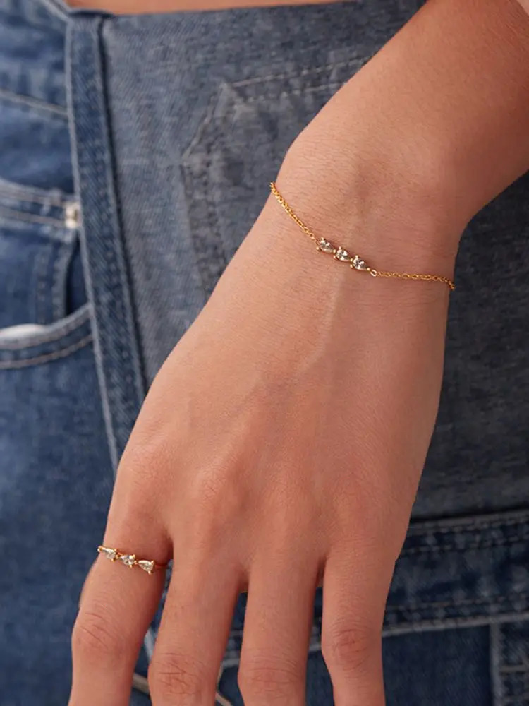 Charm Bracelets Uworld Maximalist Dipped With Cubic Zirconia Gemstones Stainless Steel Bracelet for Women Jewelry Gift bracelet Waterproof Jewel 23102