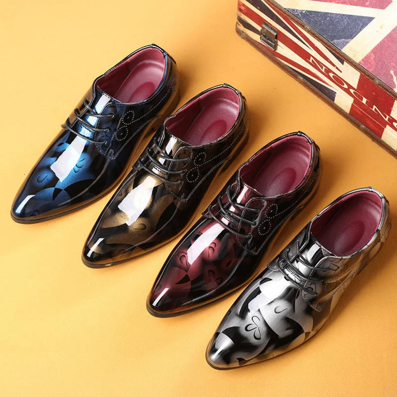 Dress Shoes Patent Leather Oxford for Men Formal Pointed Toe Business Wedding Plus 231026