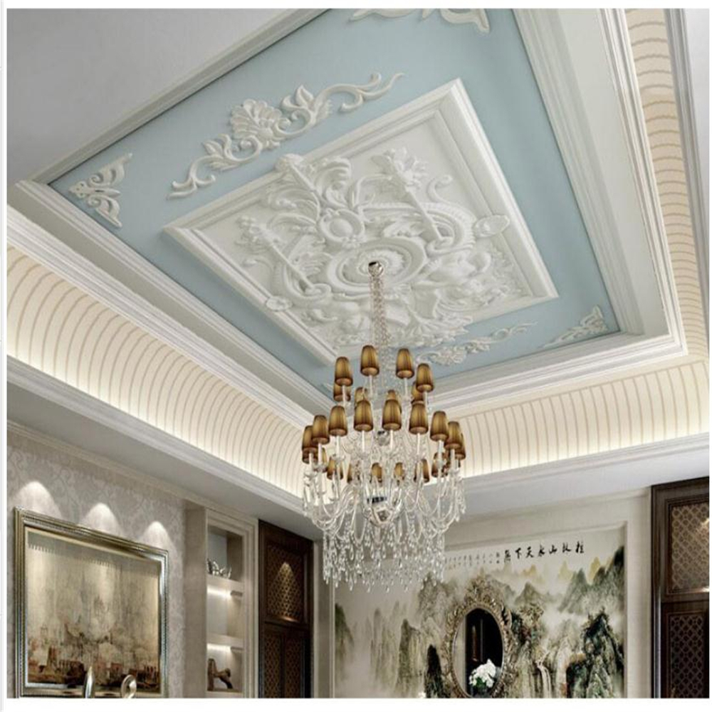 3d ceiling murals wallpaper 3d stereoscopic wallpaper European ceiling wallpaper European living room