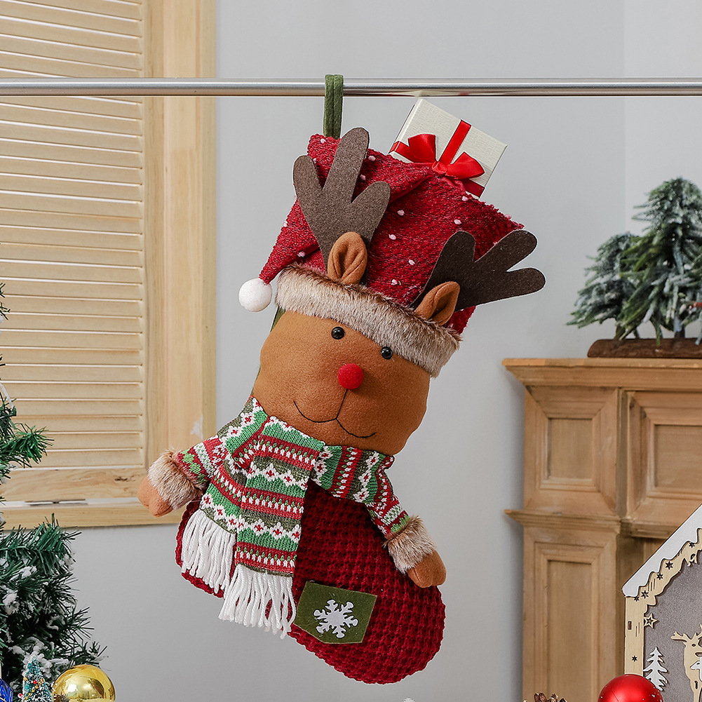 Ornaments Santa Tree Hanging Snowman Stocking Soc Elk Cute Decorations Holders Christmas Snowflake Claus Pendant Xmas Stockings Candy Gift Bags s