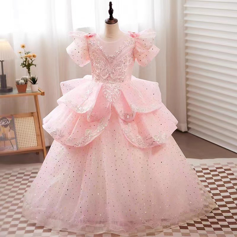 Wer Dress Shiny Lace Toddler Or Length Bridesmaid For Girl Urious Crystals Ball Gown Tiers Tulle Lilttle Kids Birthday Pageant Weddding Gowns 403 6660