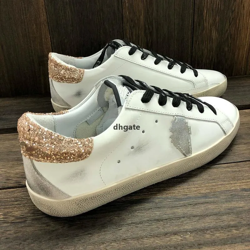Super Star Sneakers Women Fashion Shoes Sequin Italy Classic White Do-old Dirty Designer Man Casual Shoe Sil Sneaker Goldens
