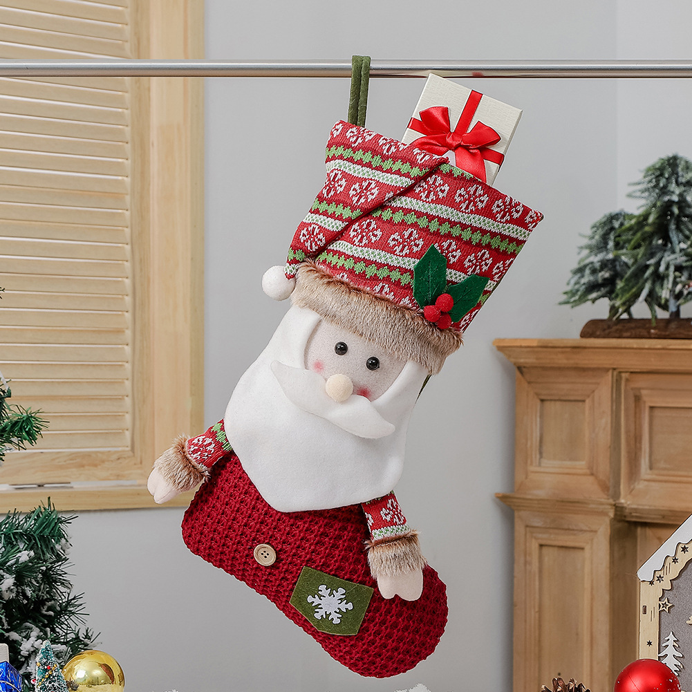 Ornaments Santa Tree Hanging Snowman Stocking Soc Elk Cute Decorations Holders Christmas Snowflake Claus Pendant Xmas Stockings Candy Gift Bags s
