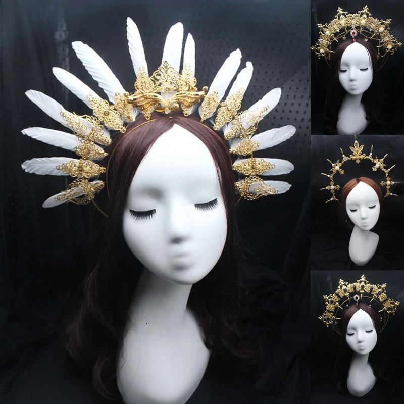 Headbands DIY Material Package Gothic Halo Crown Headband Vintage Church Mary Baroque Virgin Tiara Headwear Lolita Headpiece Accessories 231025