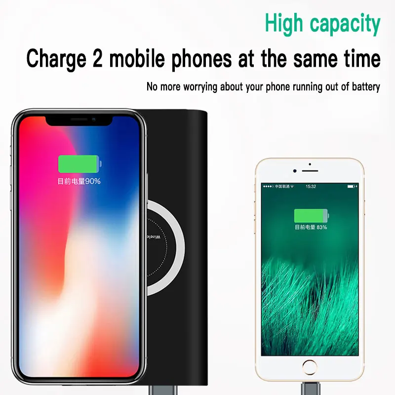 Wireless Power Bank for Samsung Fast Charging 30000mAh Portable LED Display External Battery Pack Qi Wireless Charger Powerbank