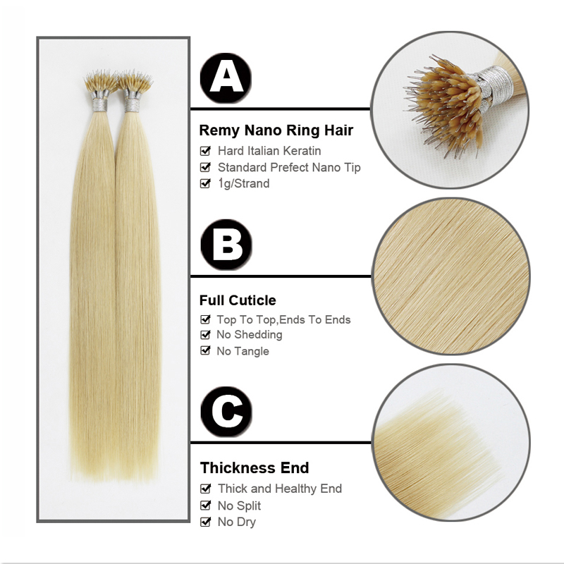 Remy Micro Beads Human Hair Extensions Nano Ring Link Hair Extensions Black Brown Blonde Piano Color 100g 14 16 18 20 22 24 26 28inch