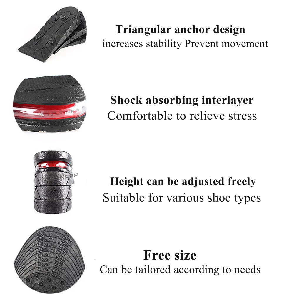 Shoe Parts Accessories 3 9cm Invisible Inner Height Insoles Adjustable Lifting Increase Cushion Heel Insert Taller Support Absorbant Hidden Foot Pad 2
