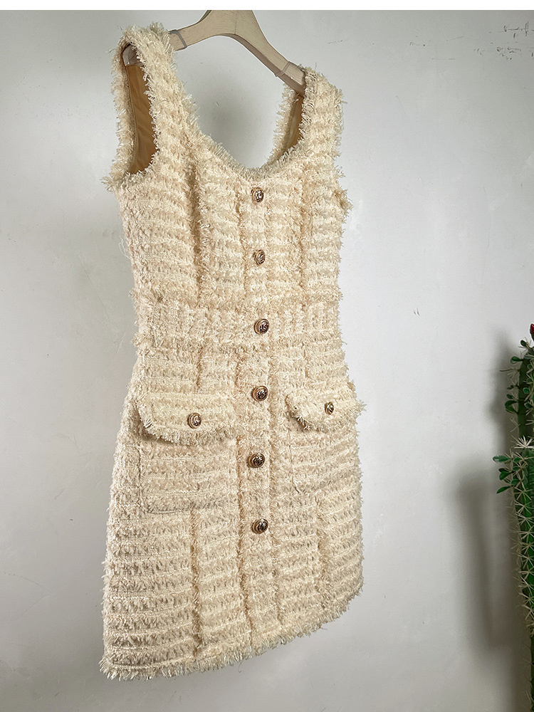 1027 2023 Runway Dress Autumn Dress Spaghetti Strap Black Apricot Sleeveless Brand Same Style Empire Womens Dress Fashion High Quality meini