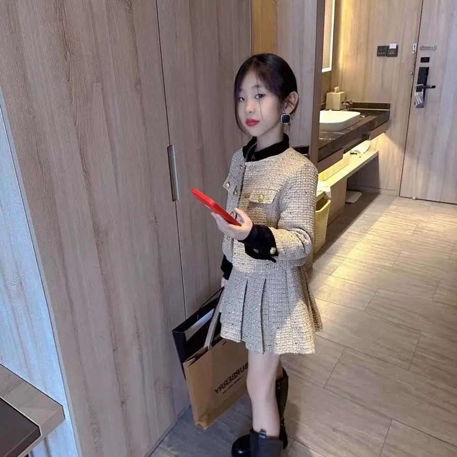 Clothing Sets baby Girls Outfits blazer Pleated skirt 2pcs kids girls clothes set Style 2 16 years coat skirt teen girl clothing suit 231027