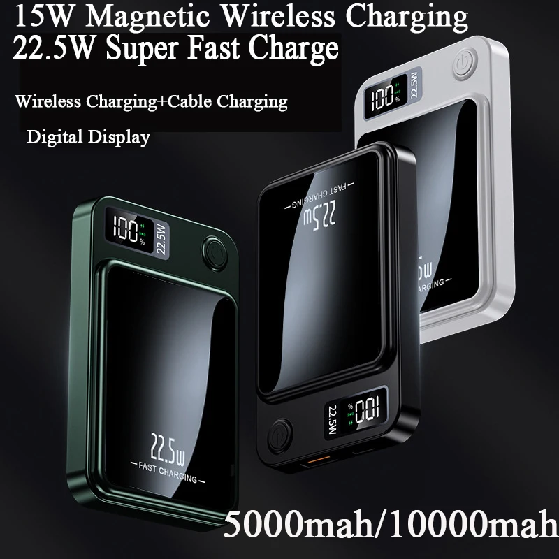 PD20W 10000mAh Magnetic Power Bank For iPhone 12 13 14 Pro Max Ultra Thin Portable External Battery Pack Wireless Power Bank