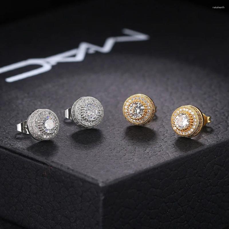 Stud Earrings Retro For Men Luxury Gold Color Punk Jewelry Iced Out Zircon Hip Hop Ear Ring Womens Accessories Wholesale OHE003