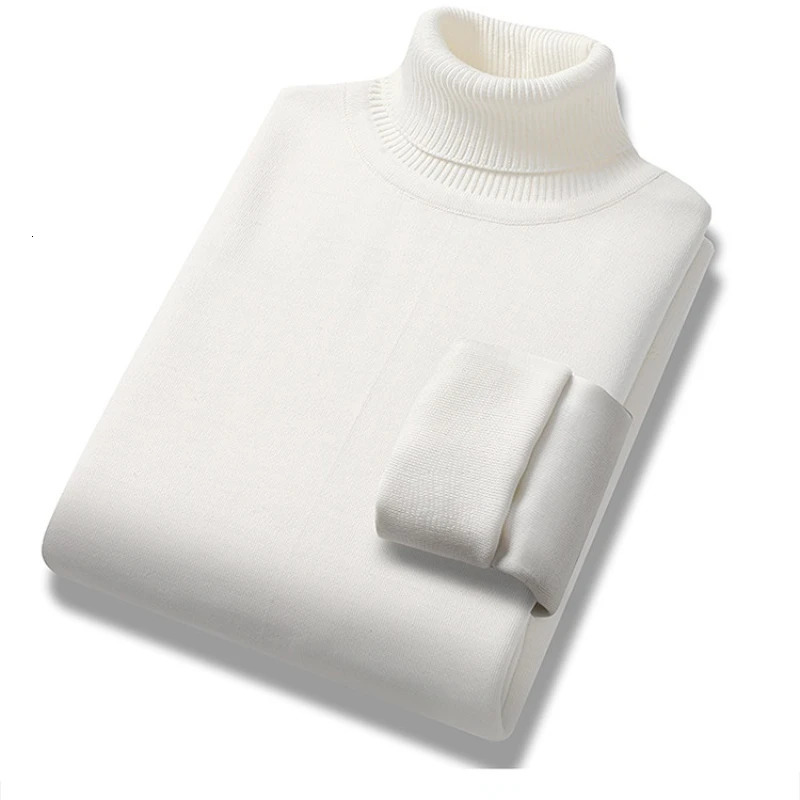 Men's Sweaters Winter Trend Sweaters Men's Solid Long Sleeved Turtleneck Pullover High Neck Fleece Warm Slim Fit Casual Sweater Jumper 3XL 2