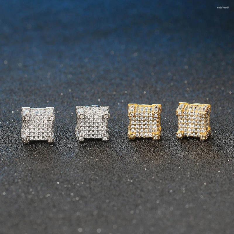 Stud Earrings Retro For Men Luxury Gold Color Punk Jewelry Iced Out Zircon Hip Hop Ear Ring Womens Accessories Wholesale OHE003