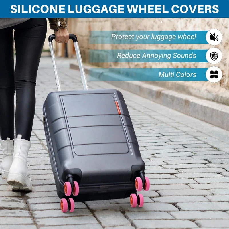 Bag Parts Accessories 8 4PCS Luggage Wheels Protector Silicone Caster Shoes Travel Suitcase Reduce Noise Cover 231026