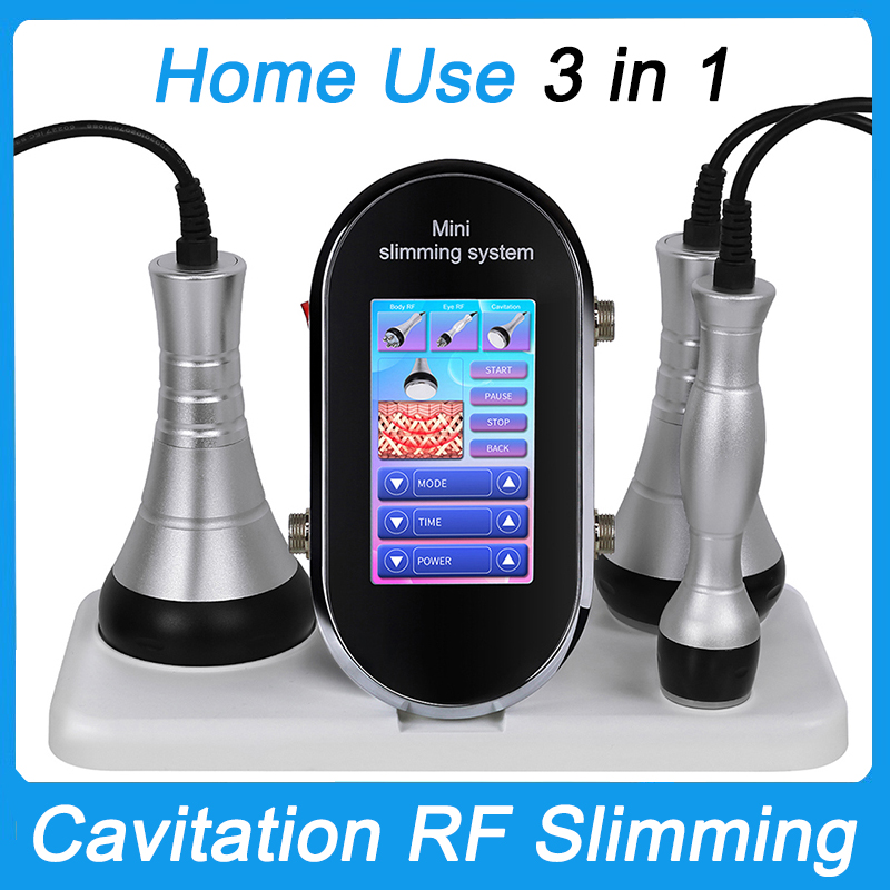 Home Use 3 in 1 Cavitation RF Slimming Machine 40K Ultrasonic Tripolar Radio Frequency Body Shaping Skin Tightening Face Lifting Fat Loss Weight Reduc