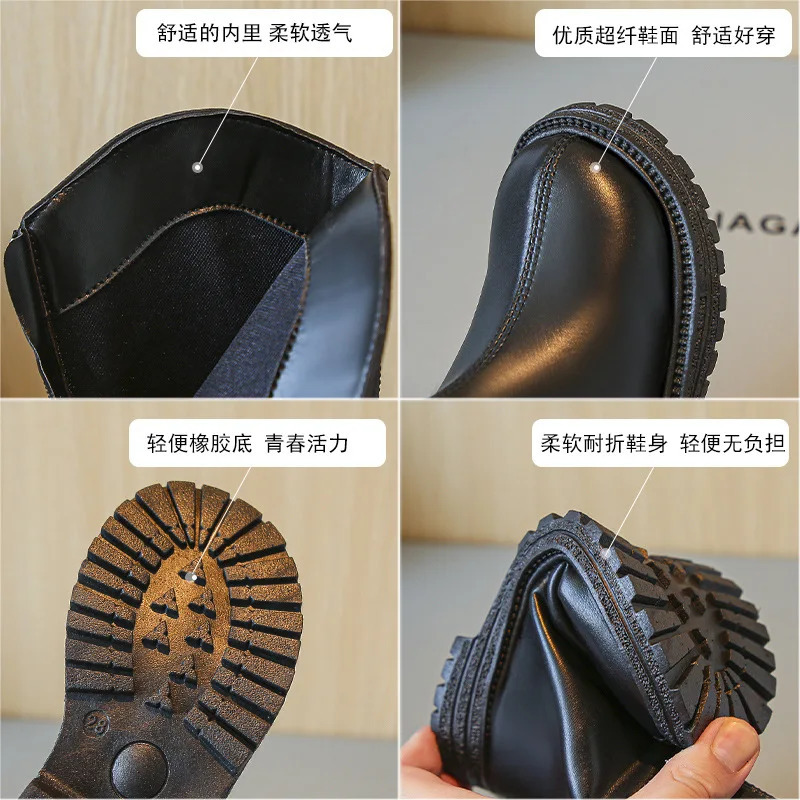 Boots Girls Thigh-high Boots Kid's Period Brown Shoes Children's Soft Bottom Black Boots Cuhk Child Celebrity Boats 231026
