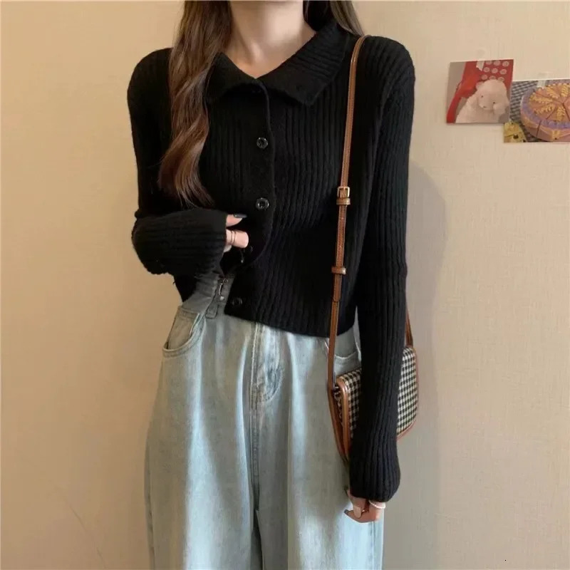 Women's Knits Tees Fashion Style Standing Collar Short 100 Wool Knitted Cardigan Autumn and Winter Loose Lapel Cashmere Small Coat Top 231027