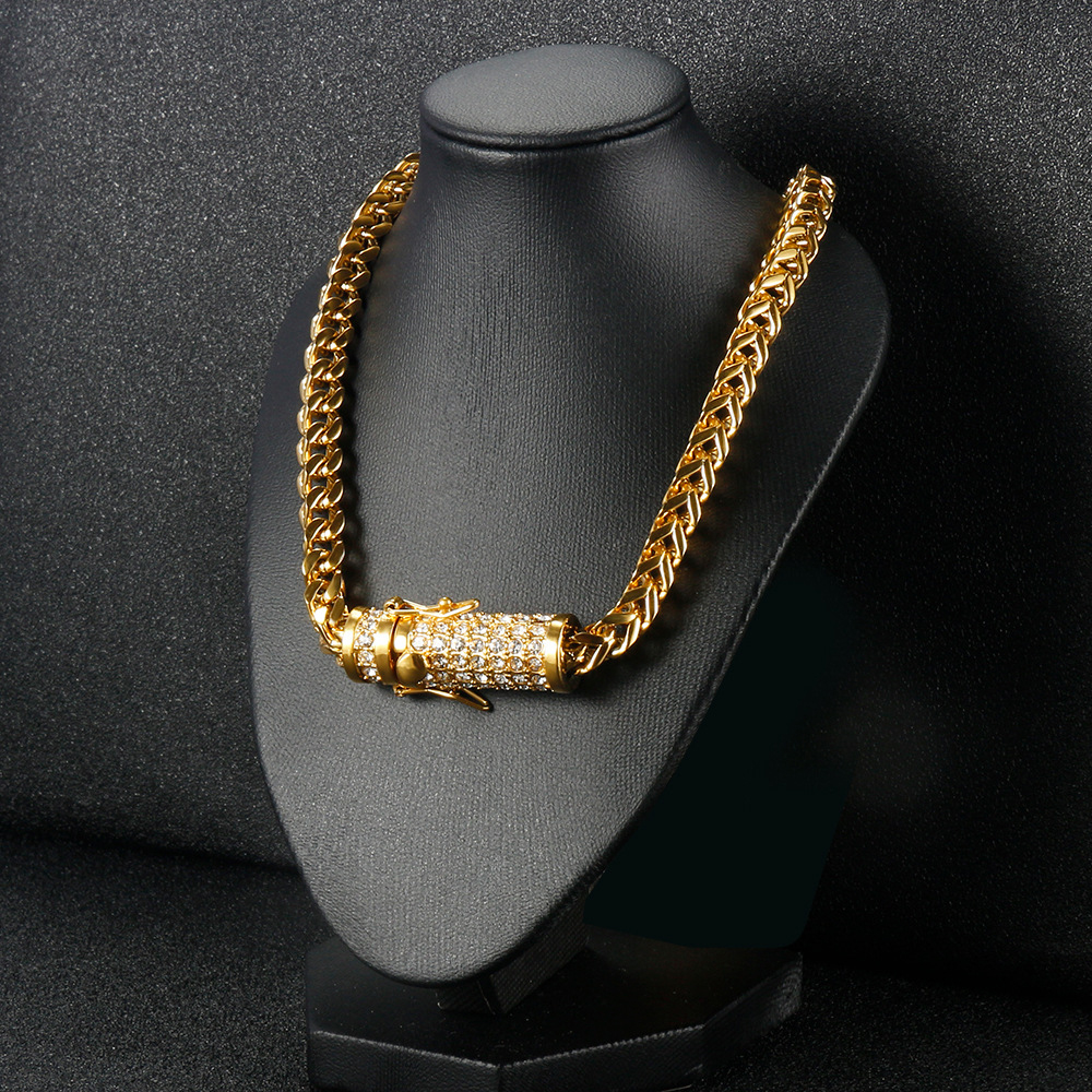cuban link chains necklaces designer necklace for men Circular buckle wih dia sainless seel non arnish plaed gold chain 6mm wide hip hop rapper jewelr