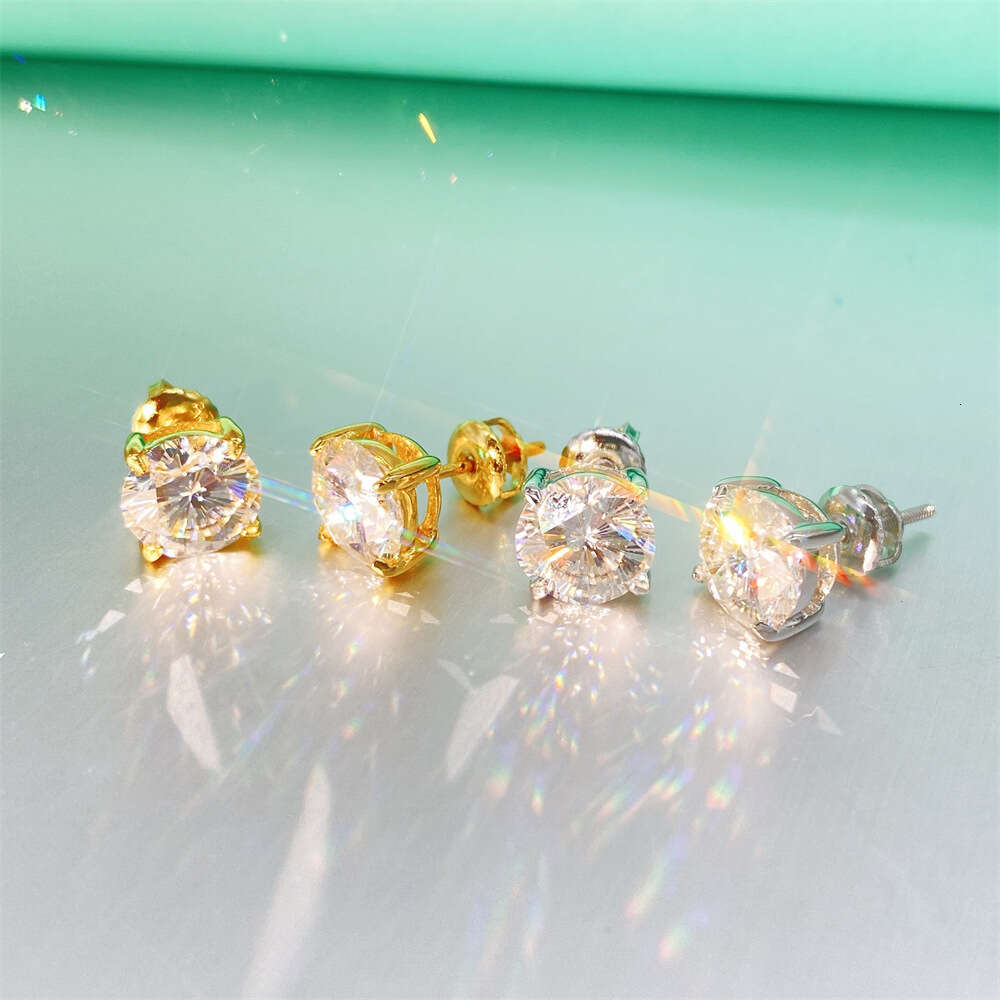 Moissanite Men's Women's Hip Hop S925 Silver Cherry Blossom Cut Diamonds Vvs Stud
