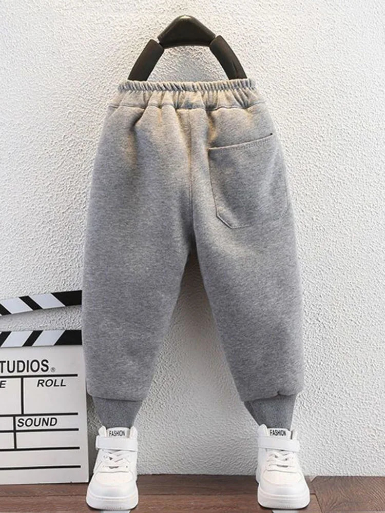 Trousers Winter Lace Up Fleece Lined Kids Harem Pants Warm Thicken Lambwool Fluff Children Pantalones Thick Snow Wear Sweatpants Trousers 231026