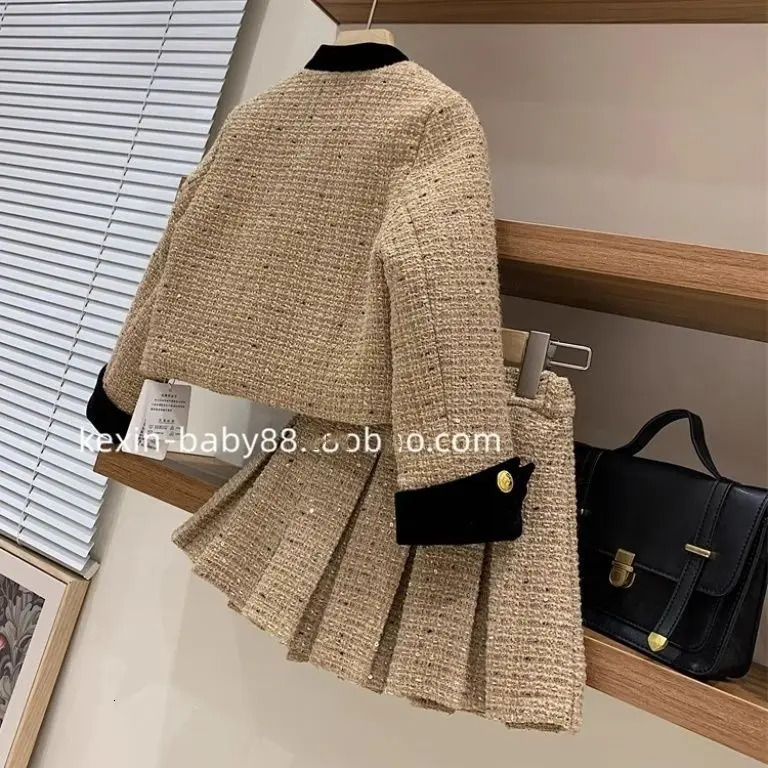 Clothing Sets baby Girls Outfits blazer Pleated skirt 2pcs kids girls clothes set Style 2 16 years coat skirt teen girl clothing suit 231027