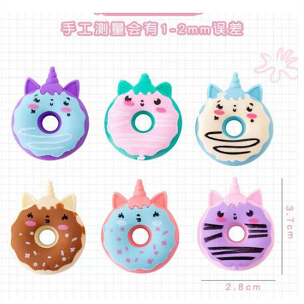 Cute Kawaii Unicorn Donut Rubber Eraser Creative Pencil Erasers School Supplies Stationery Kids Students Cool Prizes GC2423