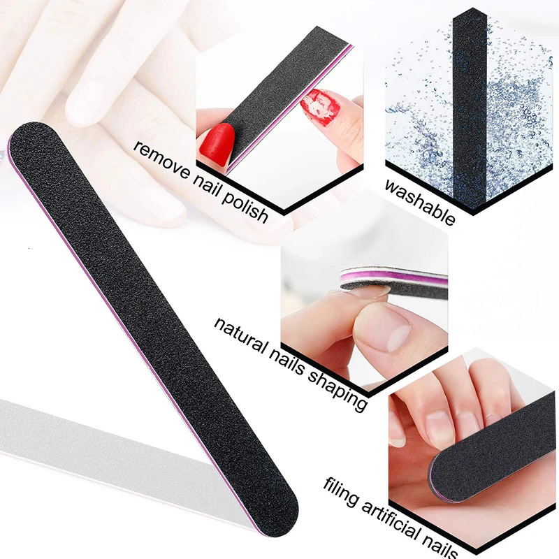 Nail Files 1PCS Plastic File Replacement Buffer Block Metal Handle With Black Sand Paper Strips Sanding Manicure 231027