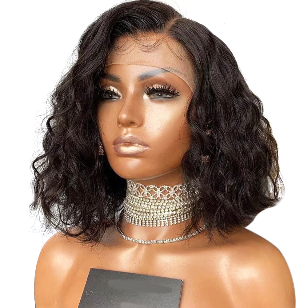 Glueless Brazilian Wavy Short Cut Remy Virgin Human Hair HD Transparent Lace Front Wigs Full Lace Wig For Black Women Pre Plucked Unique Bob Style Wig