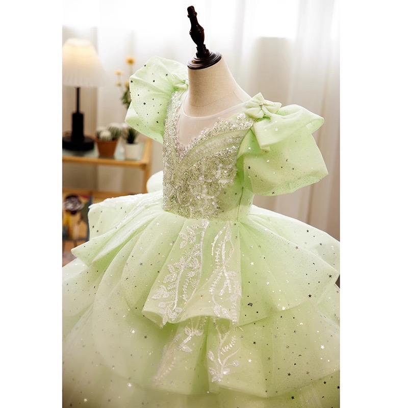 Wer Dress Shiny Lace Toddler Or Length Bridesmaid For Girl Urious Crystals Ball Gown Tiers Tulle Lilttle Kids Birthday Pageant Weddding Gowns 403 6660