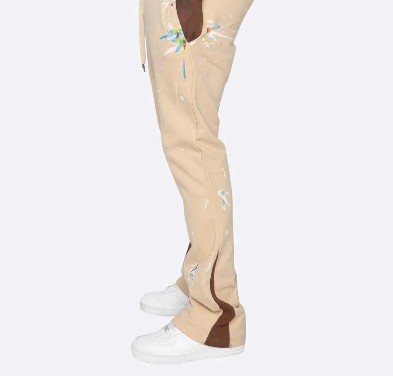 Men s Pants high quality trousers pants fleece joggers flared sweatpants men stacked sweat 231027