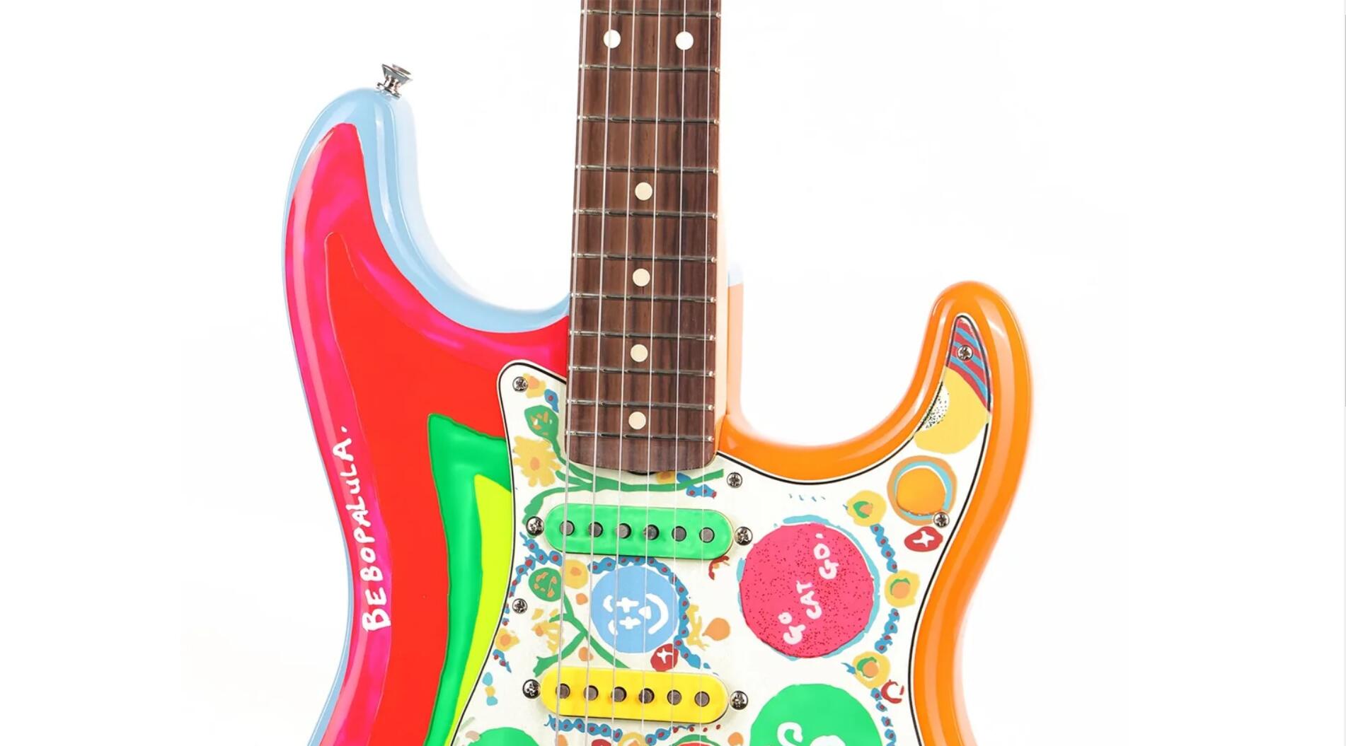 GeorgeHarrison Sonic Blue Rocky Graphic China Electric Guitar Vintage Tuners SSS Pickups Tremolo Bridge Whammy bar